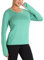 icyzone Damen Laufshirt Langarm Sport Shirt mit Daumenloch Fitness Yoga Oberteil (L, Aqua Green)