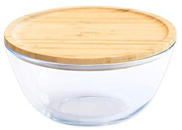 Pebbly - Glass Bowl with Bamboo Lid - 1.6L
