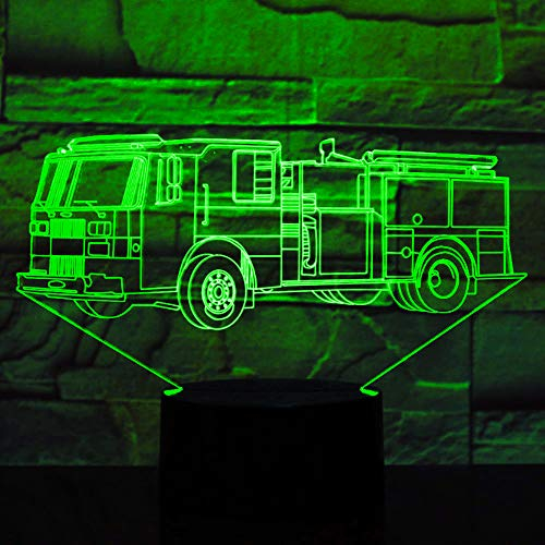 Jinson well 3D Auto mit Feuerwehr Lampe optische Illusion Nachtlicht, 7 Farbwechsel Touch Switch Tisch Schreibtisch Dekoration Lampen mit Acryl Flat ABS Base USB Spielzeug