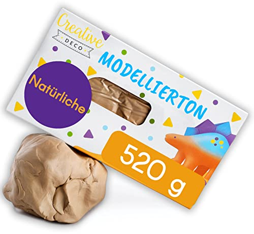 Creative Deco 520g Wiederverwendbar Modelliermasse Lufttrocknend Lufttrocknender Ton Terrakotta Knete | Modellierton für Kinder und Erwachsene | Perfekt für Bastelarbeiten | Nicht klebender Block