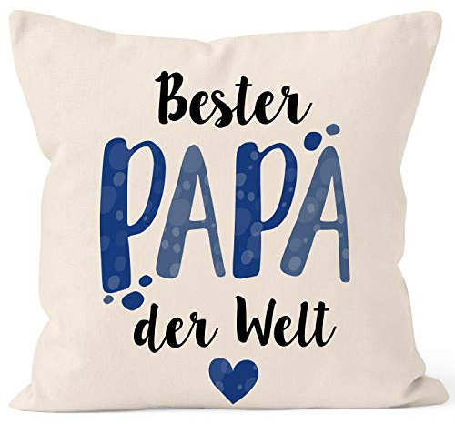 MoonWorks® Kissen-Bezug Beste Mama/Bester Papa der Welt Herz Geschenk für Eltern Vater Mutter Muttertag Vatertag Papa 1 Natur Unisize