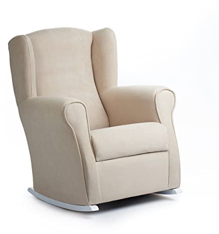 Gasten a gusto SILLONEA- Sillón de Lactancia, amamantar o Dar el Pecho- Tela Antimanchas- Butaca Mecedora con balanceo para dormirlo(Tamaño: 100 * 74 * 77 cm.) Tapizado en Beige