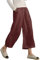 Famulily Linen Pants for Women Wide Leg Summer Loose Cropped Trouser with Pockets Burgundy XL