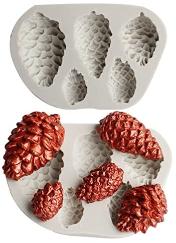 2 pièces Moule en Silicone pour Pommes De Pin Moule De Bonbons Gâteau Décor Glaçage Moule À Gâteau en Forme De Pomme De Pin en Silicone Cône de Pin Moule de Gâteau pour Décoration De Gâteaux,Cupcakes