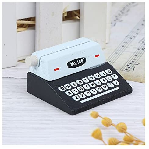 sararui Visitenkartenetui Kreative Black Coffee Vintage Hölzerne Schreibmaschine Foto-Karten-Schreibtisch-Notizhalter-Standkartenhalter Visitenkartenhalter (Color : Black)