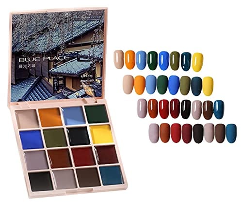 Yajun Tavolozza Gel Smalti per Unghie Solido 16 Colori Kit Manicure Artistico Estivo Salon Semi Permanente Budino Crema Gel Nail Polish per Le Donne,A,9.5 * 9.1cm