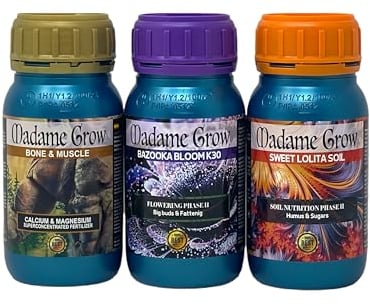 Madame Grow - Fertilizzante organico - Ingrandimento delle gemme, per carenza di calcio e magnesio - Per piante 420 - CONFEZIONE AMAZONAS (3x250ml)