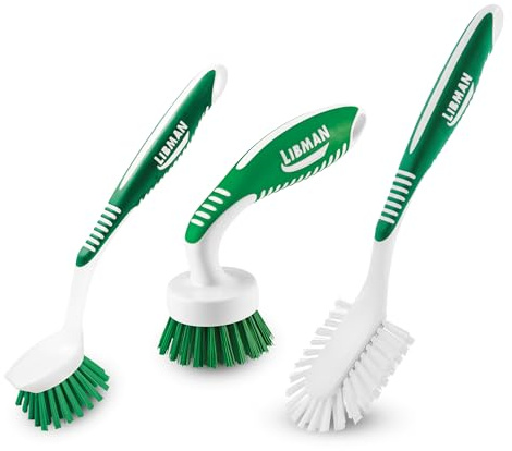 Libman Cepillo de Cocina, Fibras de Pet recicladas de plástico, Verde y Blanco