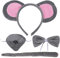 Lezevn 4 Pieces Mouse Costume Set Mouse Headband Ears Nose Bow Tie Tail for Halloween Fancy Dress