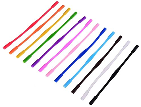 MaoNativey 12 Stück Anti-Rutsch Silikon Brillenbänder, Elastisch Silikon Sport Brille Riemen Anti-Rutsch Sonnenbrille Haken Kinder Brillenbänder Straps(12 Farben)
