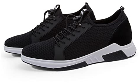 VIBLiSS Aufzugsschuhe Für Herren, 6 cm Unsichtbare, Höhenerhöhende Trainer, Atmungsaktive Aufzugssportschuhe,Schwarz,43 EU