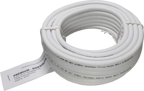 SET-ONE Cavo coassiale di alta qualità, ideale come cavo antenna per impianti DVB-S / S2 e DVB-T, schermatura a 5 vie contro le interferenze con 135 dB per lunghe distanze, cavo antenna 10 m, bianco
