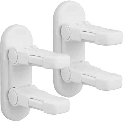 Door Lock Without Drilling, 2 Pack Door Handle Locks Door Handle Stopper with 3M Adhesive for Bedroom, Bathroom, Kitchen (White)