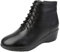 Jamron Donna Moda Vera Pelle Tacco a Zeppa Stivali con Lacci Invernali Stivaletti con Fodera in Pelle Nero EU37