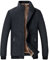 Jamron Uomo Inverno Giacca in Pile Caldo Colletto Rialzato Cerniera Intera Giacche Imbottite con Tasche con Cerniera Nero M