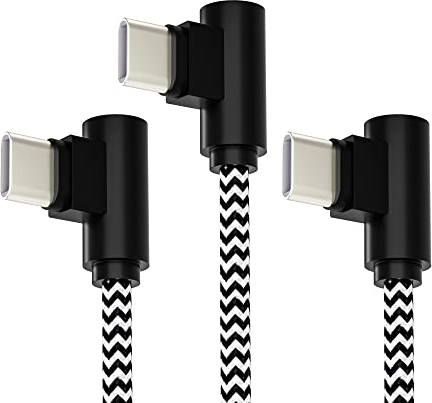 huaham USB C bis USB C -Kabel [3pack, 1m 1,8 m und 3M] 3.1A -Ladegerät Cable Fast Ladekabel Rechtwinkel, langlebiger Nylon geflochtenes USB -C -Ladungskabel, das mit Galaxy LG kompatibel ist