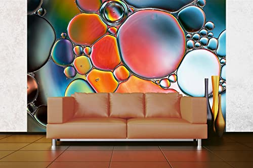 Vlies Fototapete ABSTRAKTE BUNTE BLASEN 375 x 250 cm (inkl. Kleister) - Vlies Tapete, Wandtapete, Wandbilder - Tapete für Wohnzimmer Schlafzimmer, Büro, Küche - Montagefertig