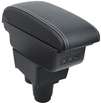 OYHCM Center Armrest for Dacia Duster II 2018-2021 Car Center Console Storage Box, Double Layer Compartment, Leather Car Seat Interior Accessories, Easy Install