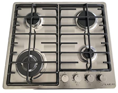 Piano cottura LAREL 848GX 4 fuochi gas METANO o GPL incasso INOX valvolato acc. elettronica GRIGLIE IN GHISA TRIPLA CORONA