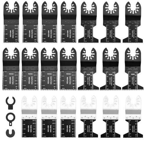 Set di 23 Lame Oscillanti per Sega Multiuso Lame Utensile Multifunzione Oscillante 6 Tipi di Lame Robuste Accessori per Lame Multifunzione Utensili Oscillante per Metallo Legno Plastica