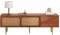 SogesHome TV-Bänke Lowboards XXL großer Stilvoller TV Stander 160 cm mit 2 Schubladen, 2 Rattan-Schiebetüren, 4 Fächer zur Aufbewahrung, 160 * 40 * 60 cm