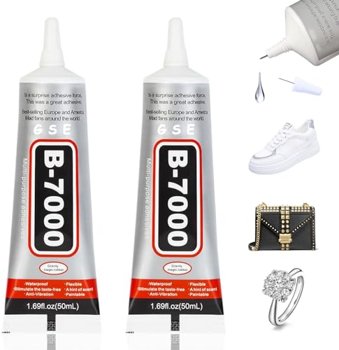 INBOLM B7000 Adhesive (2 Pack) - Clear Glue for Rhinestone Crafts, Multi-Functional Super Glue Transparent Paste for Phone, Jewelry, Glass, Wood, Metal, Fabric