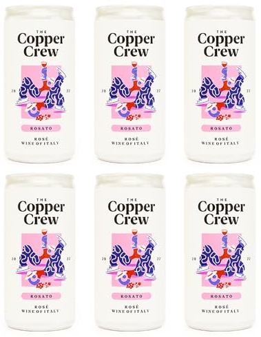 Copper Crew Rose Wine in a Can Rosato 187ml - Pack of 6 (Organic and Vegan friendly) | 12.5% ABV