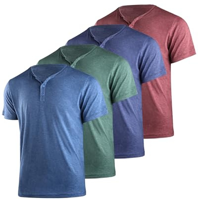 Liloak Henley Shirts Herren Pack T Shirts mit Knopfleiste | Vielseitiger Casual-Look für Alltag, Freizeit und Urlaub