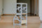 Weco Montessori Kinder Lernturm 2 in 1 Baum Design Tritthocker FSC Zertifikat Schreibtisch Montessori Möbel Küchenhelfer klappbar Stylisch Lernturm (Grau)