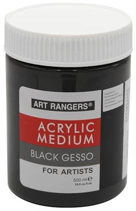 Paintersisters® Acryl Gesso Schwarz 500ml - Grundierung für Acrylfarben, Ölfarben + Alkydfarben, Primer für Leinwand Maltuch zum malen