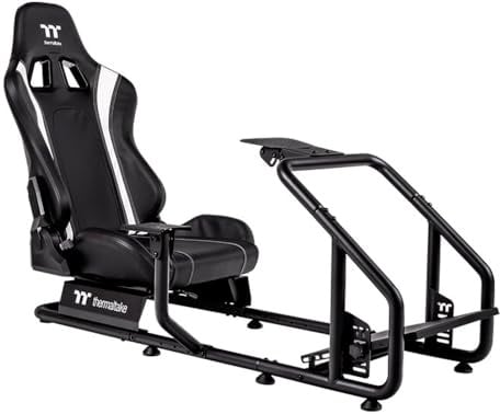 Thermaltake GR300 SIM Racing Cockpit – Racing Rig mit verstellbarem PVC-Rennsitz, Lenkrad-/Pedalhalterung, Shifter Mount – Schwarz (Black)