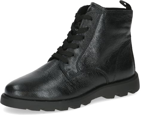 CAPRICE Damen Stiefeletten zum Schnüren aus Leder Bequem, Schwarz (Black Metallic), 37 EU
