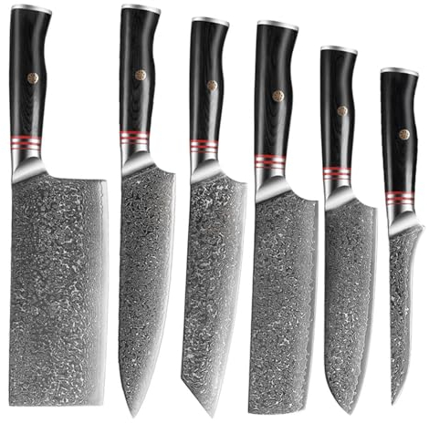 FBITE Coltello da chef in acciaio di Damasco Coltello da affettare Mannaia Coltello da cucina giapponese Set di coltelli da cucina in acciaio inossidabile modello VG10