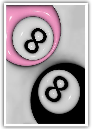 Retro-Billardkugeln, 8 Kugel-Paare, Kunstdruck, rosa und schwarz, trendiges Poster, adretter Druck, Leinwand, Y2K, Raumdekoration, College-Wohnheim, Wandkunst, ästhetisch, Billard, Halle, Bar, Wagen,