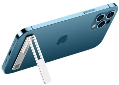 ISKIP Metal Mobile Phone Holder, Ultra-thin and Portable Cell Phone Stand, Adjustable Angle Phone Stand for iPhone, Sumsang and All Phones (Silver)