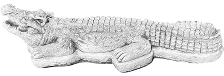FABRIQ Stenfigur, Robuster Groß Krokodil Garten Figur, Realistische Skulptur aus wetterfestem Material, 68 cm Länge, Skulptur deko, Tiere Figur