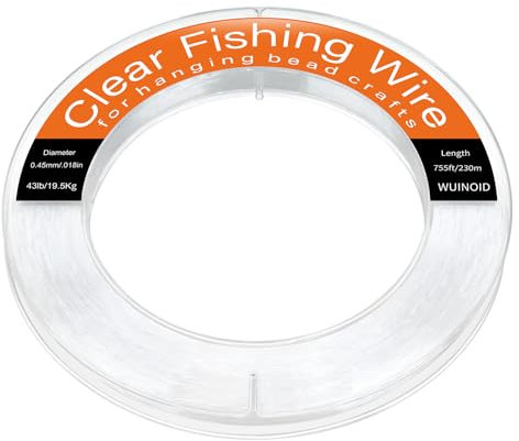 Clear Fishing Line Wire 755 ft, Invisible Monofilament Fishing Line Wire, Nylon String for Hanging Balloons Garland Crafts Picture Decorations, Clear String Threads Cords WUINOID