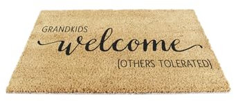 Artsy Mats - Grandkids Welcome Others Tolerated - Made from Tufted Coconut Fibre - Non-Slip Natural Rubber Backed Door Mats Indoor - Heavy Duty, Decorative Outdoor Mats (60x40cm)