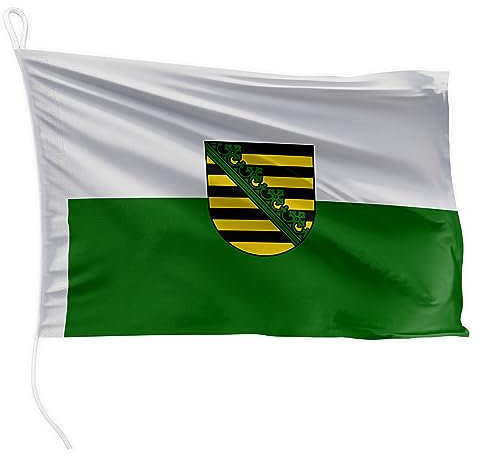 FLAGLY Premium Bootsfahne Sachsen 40 x 60 cm - 115g/m² Stoffgewicht - gedruckt, robust mit Strick & Schlaufe, Bootszubehör Motorboot (40 x 60 cm - Sachsen)