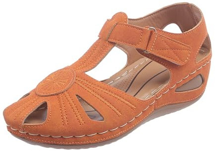 Generico Ciabatte Donna Estive con Zeppa Zeppa Corda Scarpe con fondo in pendenza con fibbia laterale casual da Sandali da alla Sandali con tacco in pendenza con Sandali Donna Bassi (Orange, 38)