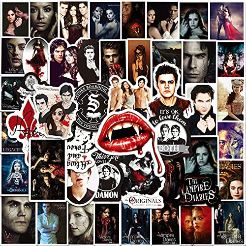 50 Stück The Vampire Aufkleber, Classic TV Movie Show Stickers, Popular Graffiti Wasserdichte Aufkleber für Auto Laptop Skateboard Fahrrad, Geeignet für Erwachsene Teens