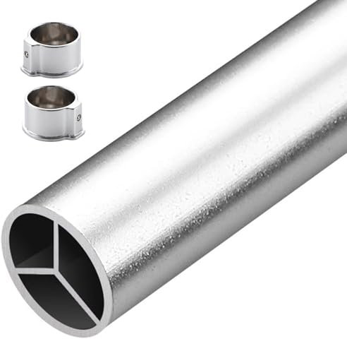 Kleiderstange Schrank Silber Halterung für Schrankstangen, Schwerlast Kleiderbügel für Garderobe / Wäscherei / Geschäft / Haus / Büro Garderobe, Zuschneidbar Aluminium Runde Garderobenstange(Silver -A