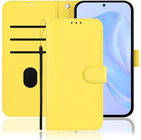 IMEIKONST Magnetic for Apple iPhone 13 Mini Case Wallet Yellow YBP1 | PU Leather Flip Folio Bookstyle Cover, Magnetic Closure Protective, TPU Bumper Shockproof, Kickstand, 3 Card Slots