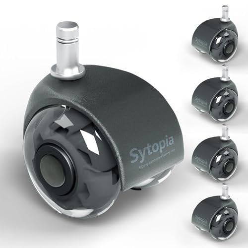 Sytopia Universal Bürostuhlrollen, 5er Set Bürostuhl Rollen 11x22MM, Perfekte Leise Gummirollen für Bürostühle, Rollen für Hartboden, Parkettböden (Dunkelgrau, Nicht für 1KEA)