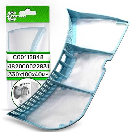 Flusensieb für Trockner 330x180x40 mm mit Original Code C00113848 482000022831 für Indesit für Ariston für Whirlpool für Bauknecht - Garantie 5 Jahre - ONIX TECH