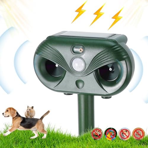 Viitech Ultraschall Katzenschreck, Katzenvertreiber Ultraschall Wasserdicht, 4 Modi Katzenschreck Ultraschall Solar mit Bewegungsmelder Blinklicht für Garten Katzen Hunde Vögel Füchse