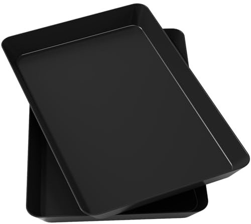 Lifewit Serviertablett aus Kunststoff, Servierplatten für Party, BPA-freie wiederverwendbares Tablett für Snacks, Lebensmittel, Kekse, 2-teiliges Set, 36,7 x 24 cm, Schwarz