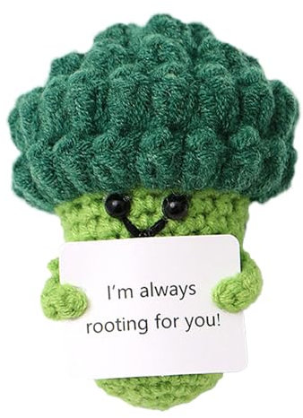 XJLyaya Häkel Brokkoli, Süßes Positives Gestricktes Spielzeug, Mutmacher Geschenk, Gute Besserung Geschenk mit Ermutigungskarte, für Frauen,Männer, Partner,Beste Freundin, Kollegen,Studenten