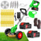 Débroussailleuse Electrique sans Fil 21V 4000Ah Coupe Bordure avec 2 Batterie et Chargeur Taille Bordure avec Roues & 3 Types De Lames,Légère à Faible Bruit pour La Coupe De Jardin, Pelouses Arbustes