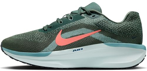 NIKE Men Winflo 11 Straßenlaufschuh für Herren Road Running Shoe, Vintage Green Magic Ember Denim Turq, 10 UK